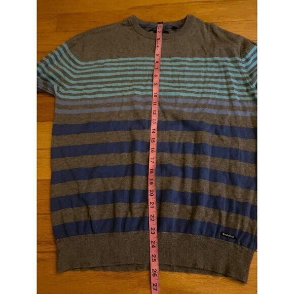 Ocean Current Men's grey striped cotton casual crew neck sweater size large - Picture 5 of 8